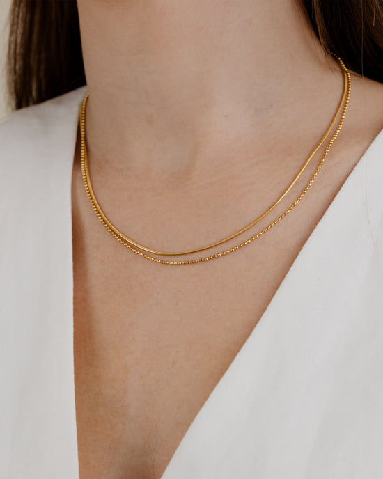 Duo Beads Necklace Gold