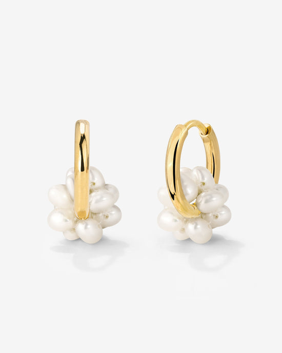 Pearl Cluster Hoops Gold