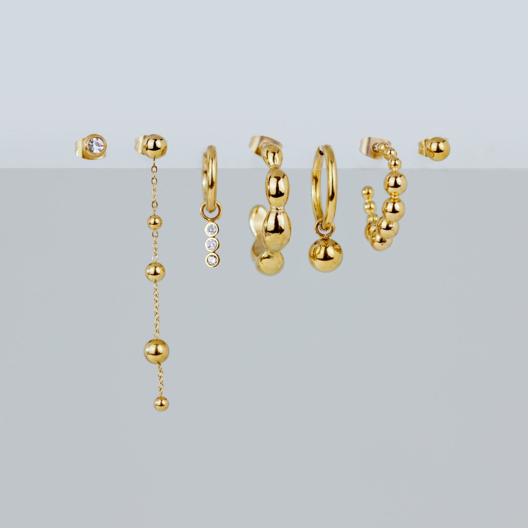 Bubbly Hoop Set Medium Gold