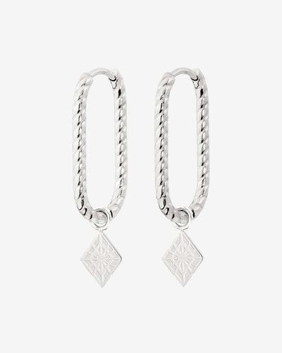 Rombo Oval Twisted Hoops Small Silber