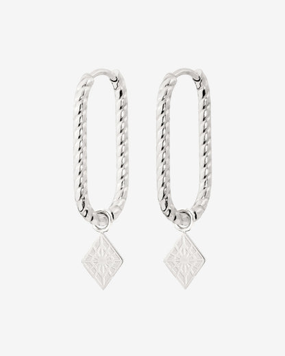 Rombo Oval Twisted Hoops Small Silber