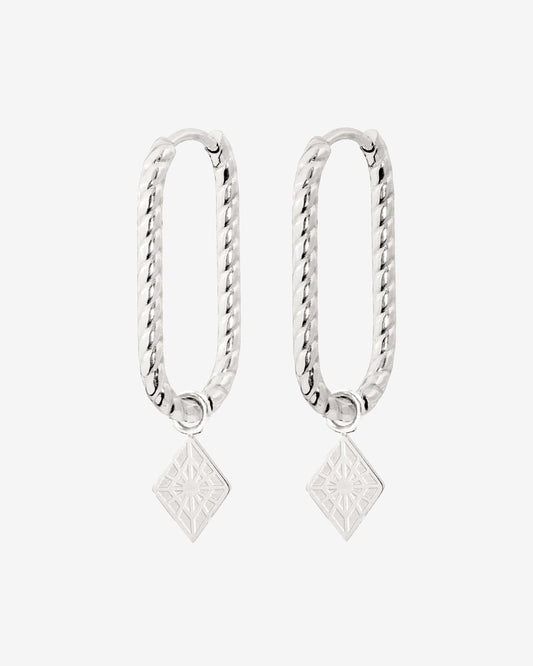 Rombo Oval Twisted Hoops Small Silber