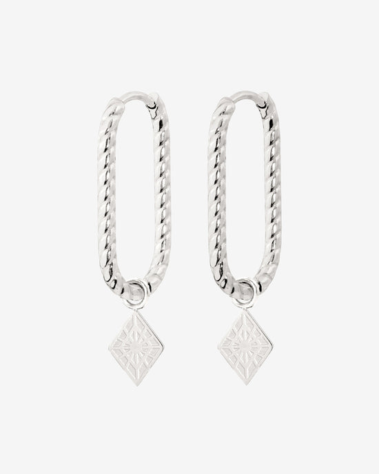 Rombo Oval Twisted Hoops Small Silber