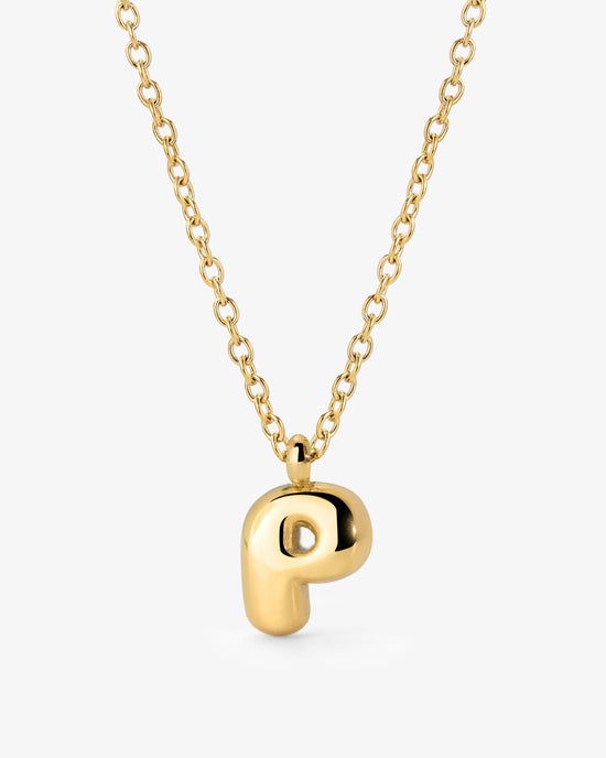 Bubble Letter Necklace Gold