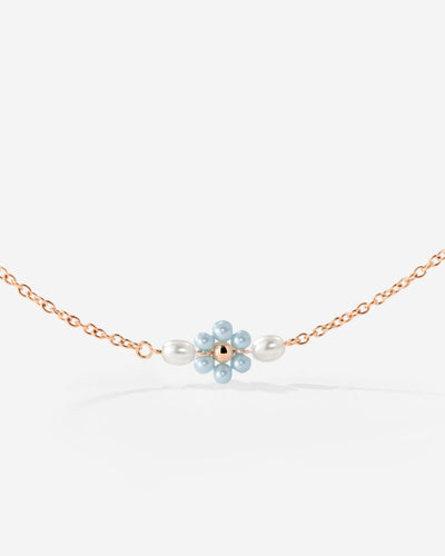 Forever Blue Daisy Necklace Roségold