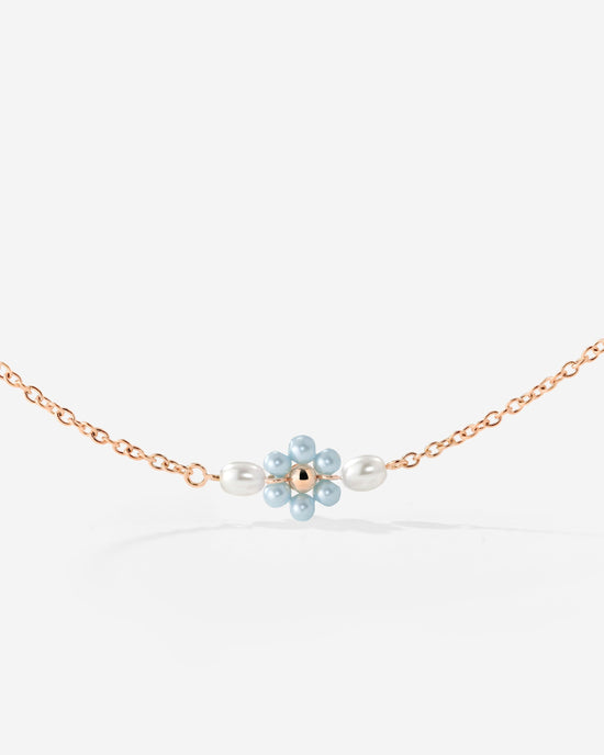Forever Blue Daisy Necklace Roségold