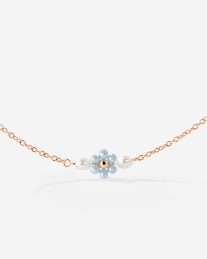 Forever Blue Daisy Necklace Roségold