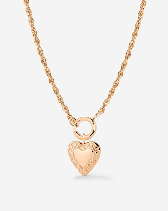 Vintage Heart Rope Chain Necklace Set Roségold