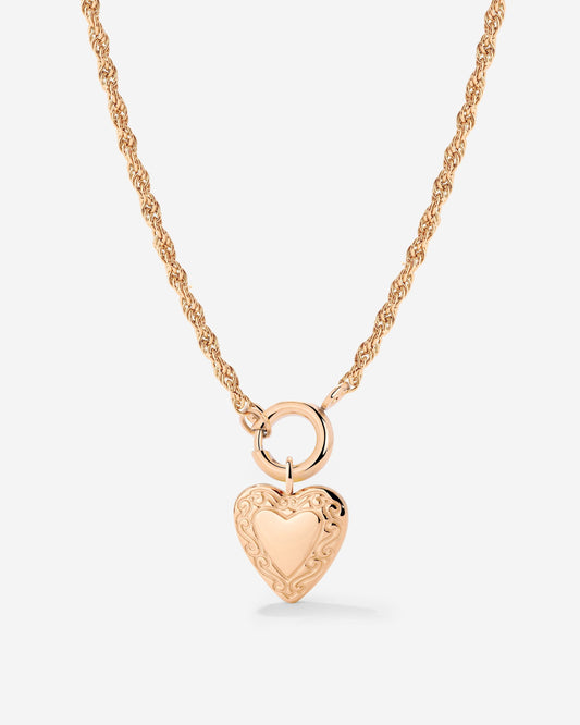 Vintage Heart Rope Chain Necklace Set Roségold
