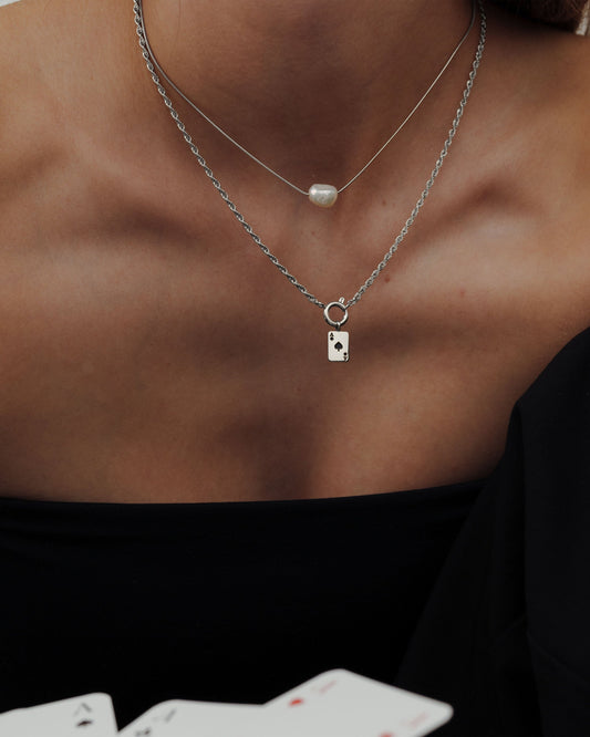 Aced Rope Chain Necklace Set Silber