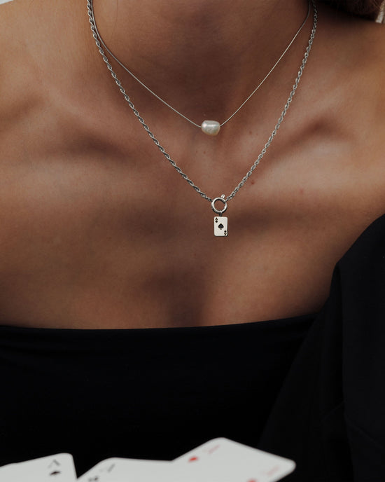 Aced Rope Chain Necklace Set Silber
