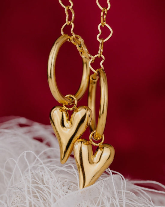 Flowy Heart Hoop Set Medium Gold