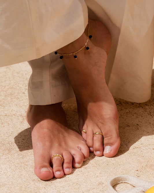Flat Stripe Toe Ring Gold