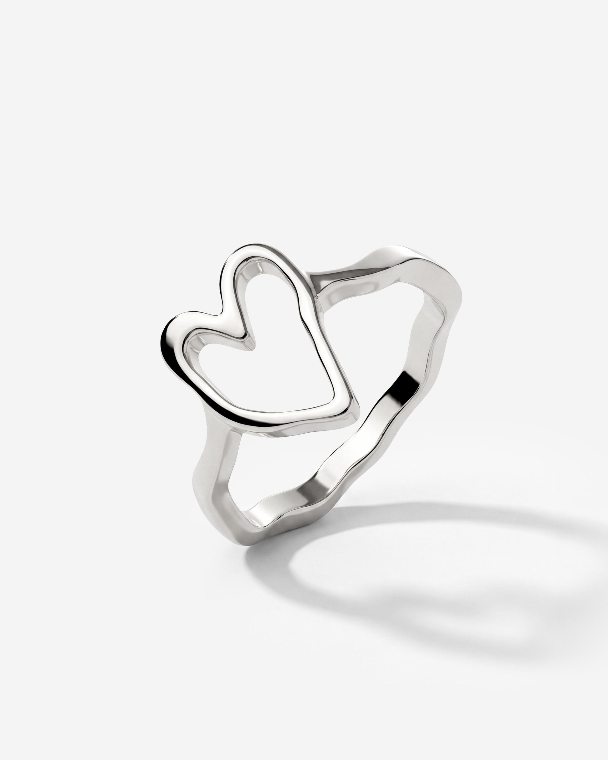 Flowy Heart Ring Silber