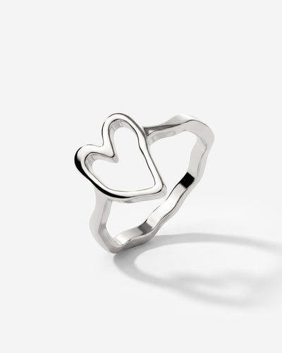 Flowy Heart Ring Silber