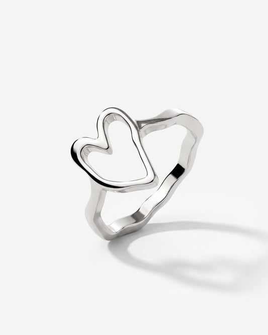 Flowy Heart Ring Silber