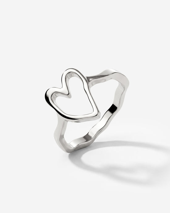 Flowy Heart Ring Silber