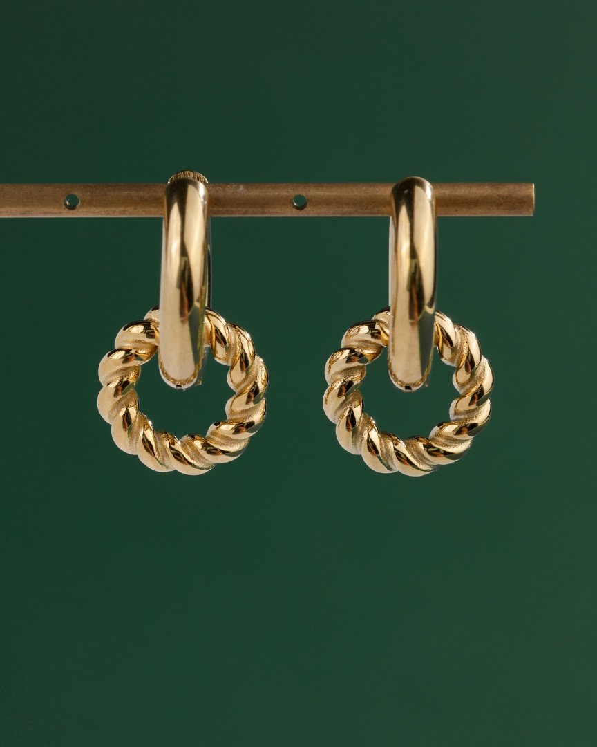 Chunky Twisted Donut Hoop Set Medium Gold