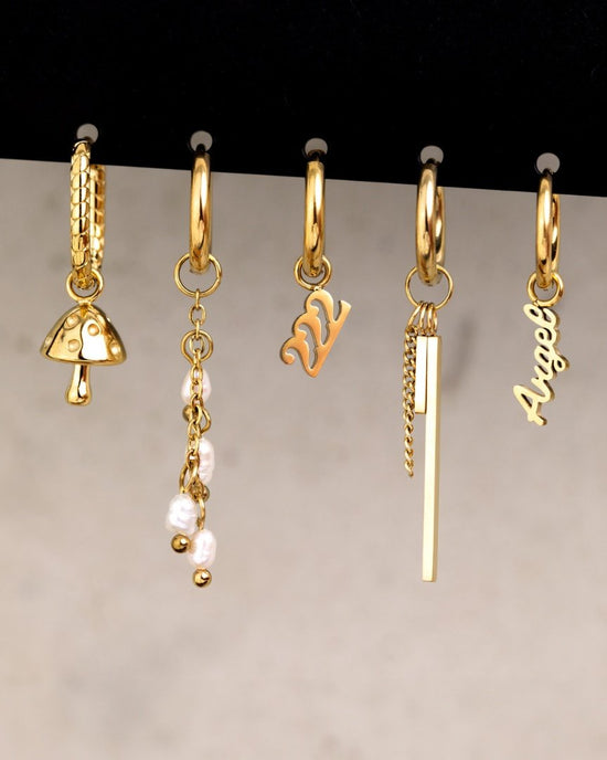Cute Mushroom Twisted Oval Hoop Set Baby Roségold