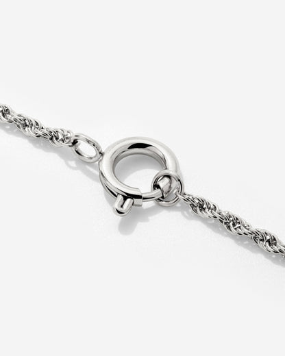 Rope Chain Charm Necklace Silber