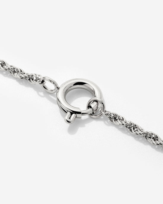 Rope Chain Charm Necklace Silber