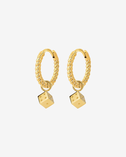 Lucky Dice Twisted Hoop Set Baby Gold