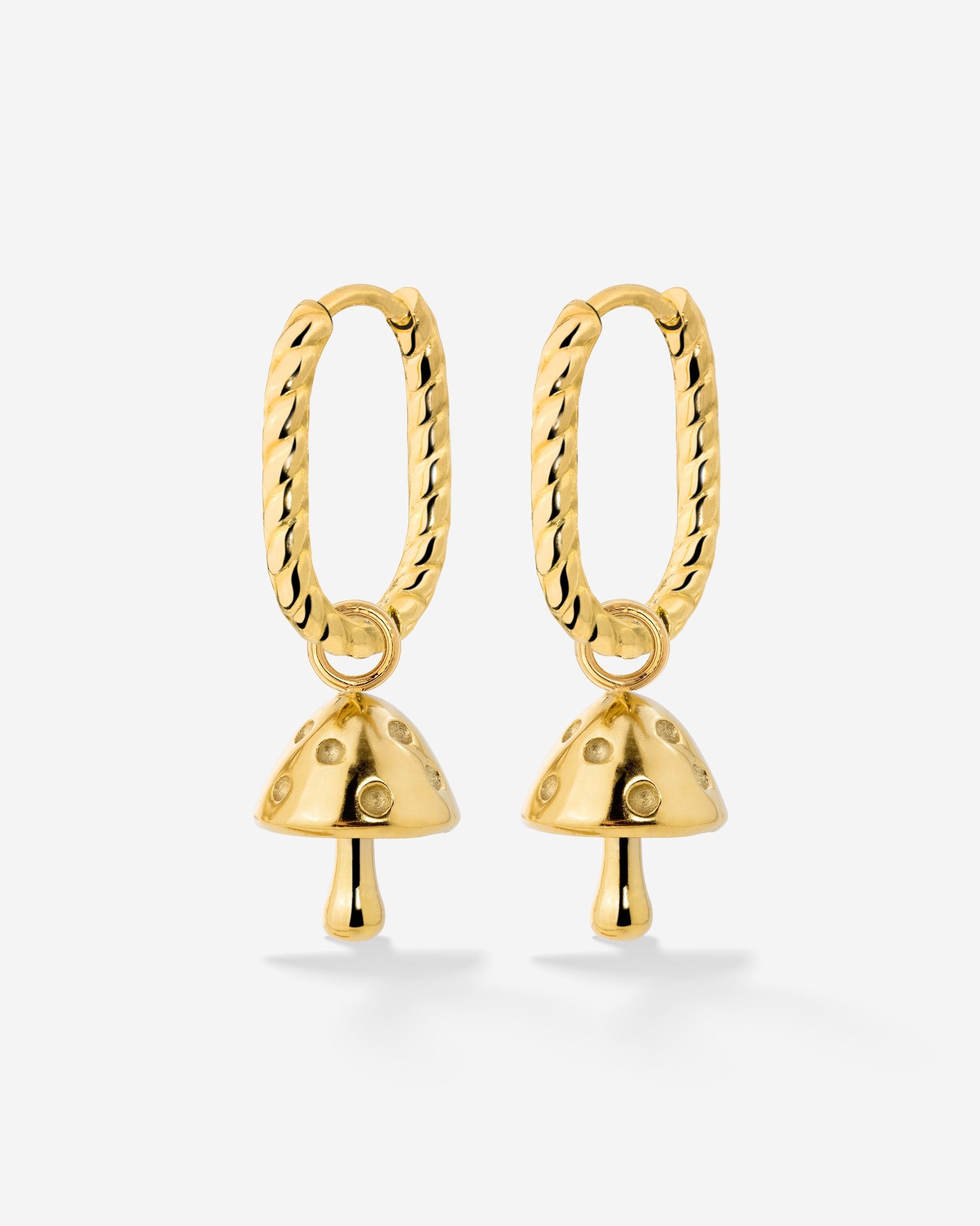 Cute Mushroom Twisted Oval Hoop Set Baby Gold