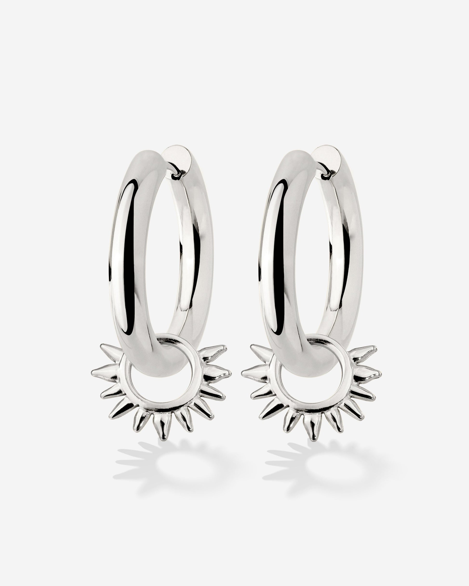 Chunky Sun Lover Hoop Set Medium Silber