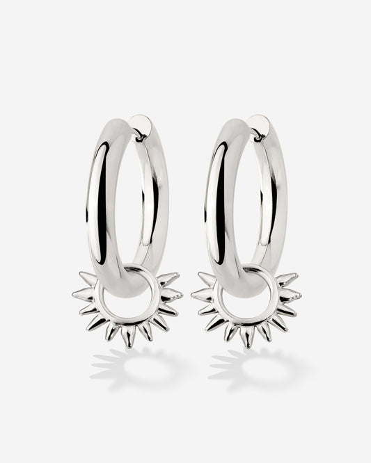 Chunky Sun Lover Hoop Set Medium Silber