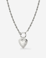 Vintage Heart Rope Chain Necklace Set Silber