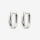 Sparkle Oval Hoops Medium Silber