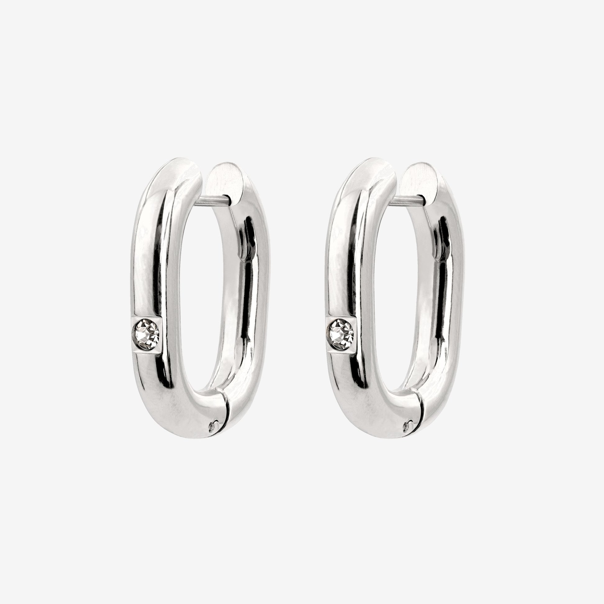 Sparkle Oval Hoops Medium Silber