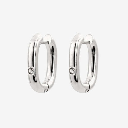 Sparkle Oval Hoops Medium Silber