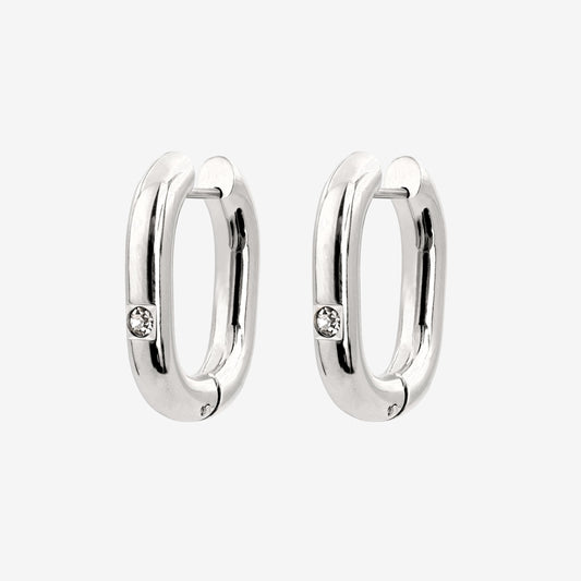 Sparkle Oval Hoops Medium Silber