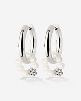 Chunky Flora Pearl Hoop Set Medium Silber