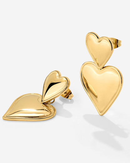 Pillow Hearts Earrings Gold