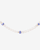 Flower Tile Pearl Necklace Roségold