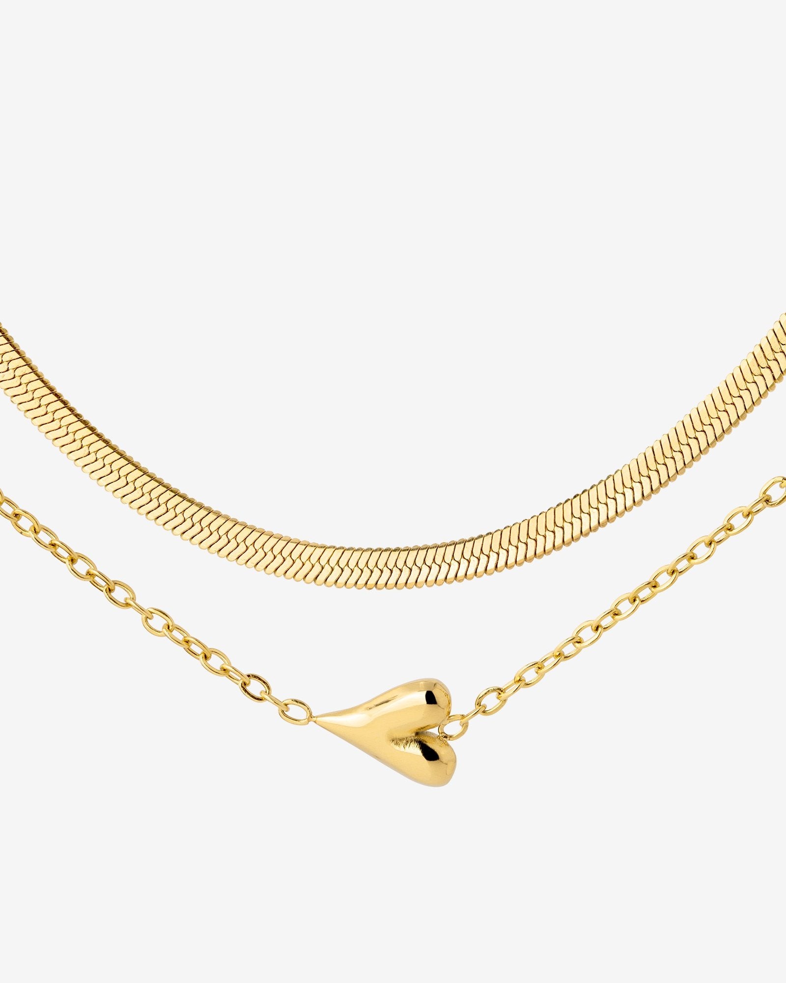 Flowy Heart Necklace Bundle Gold