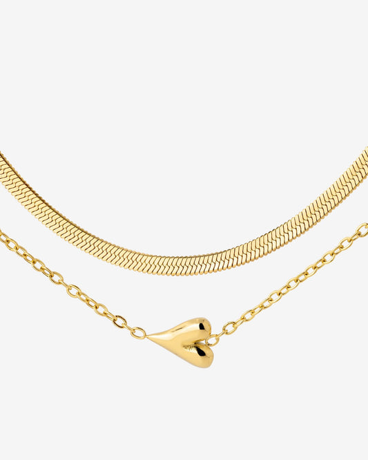 Flowy Heart Necklace Bundle Gold
