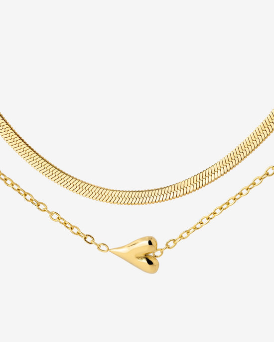 Flowy Heart Necklace Bundle Gold