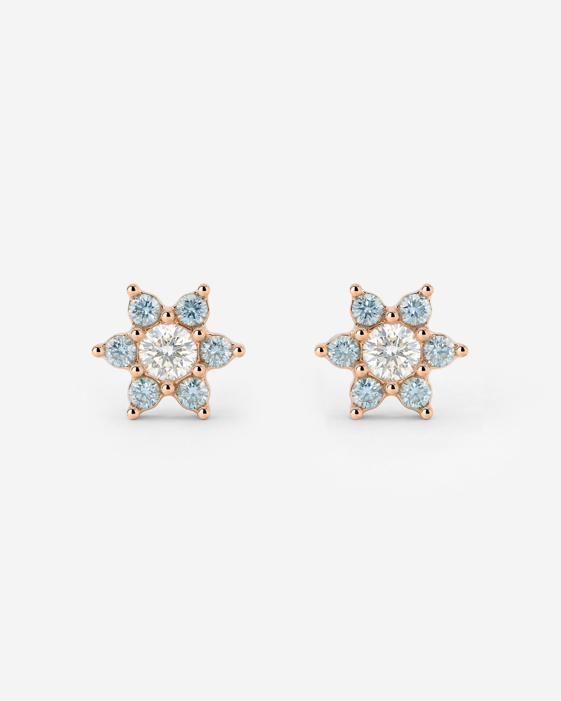 Sparkling Blue Petal Studs Roségold