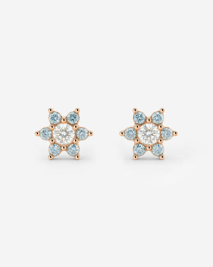 Sparkling Blue Petal Studs Roségold