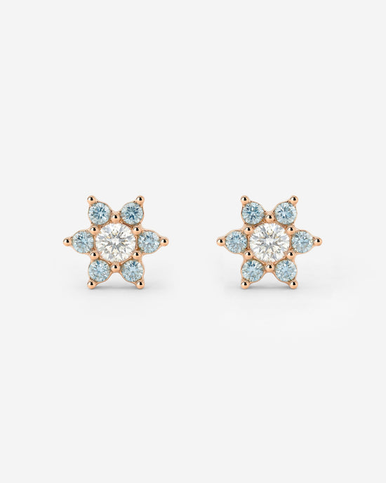 Sparkling Blue Petal Studs Roségold