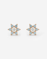 Sparkling Blue Petal Studs Rose Gold