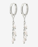 Pearl Chain Hoop Set Small Silber
