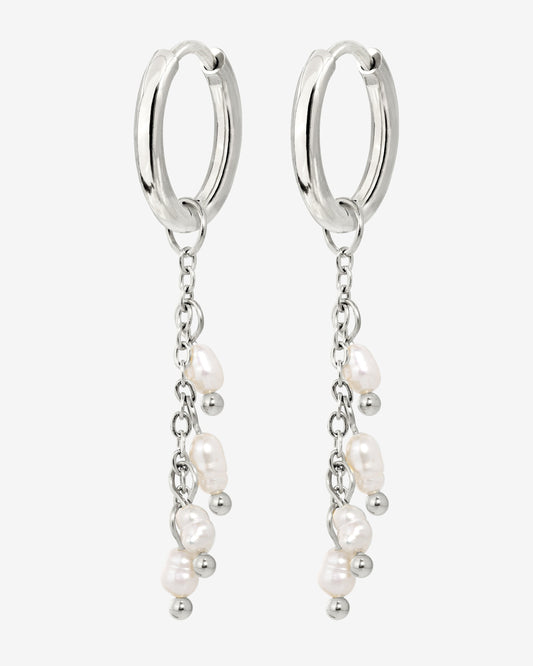 Pearl Chain Hoop Set Small Silber