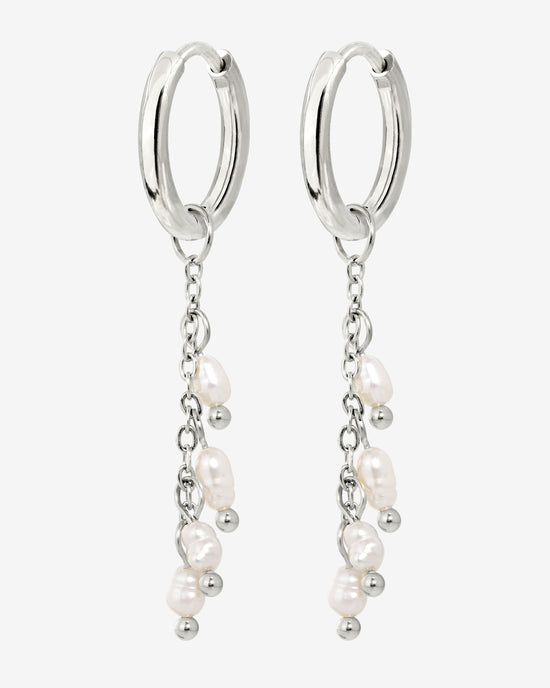 Pearl Chain Hoop Set Small Silber