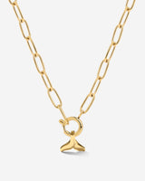 Whale Tail Oval Links Necklace Set Gold