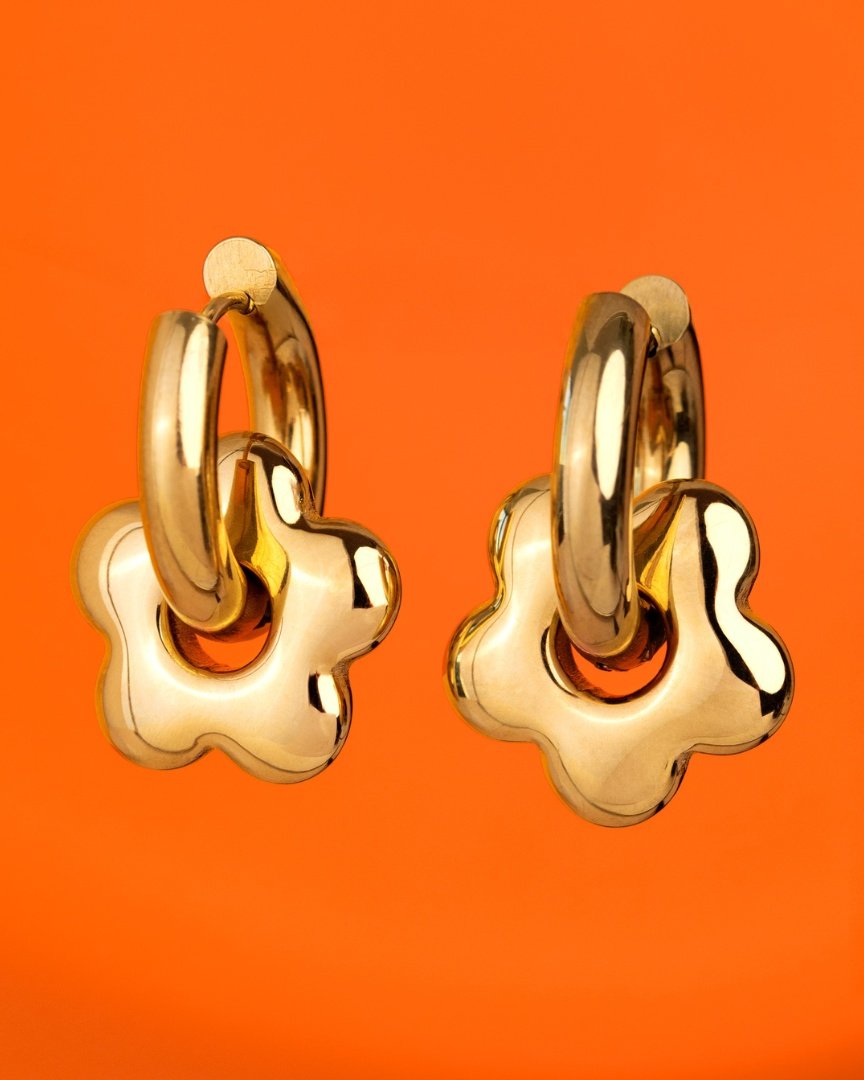 Chunky Bubble Flower Hoop Set Medium Roségold