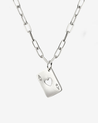 Heart Ace Necklace Silber